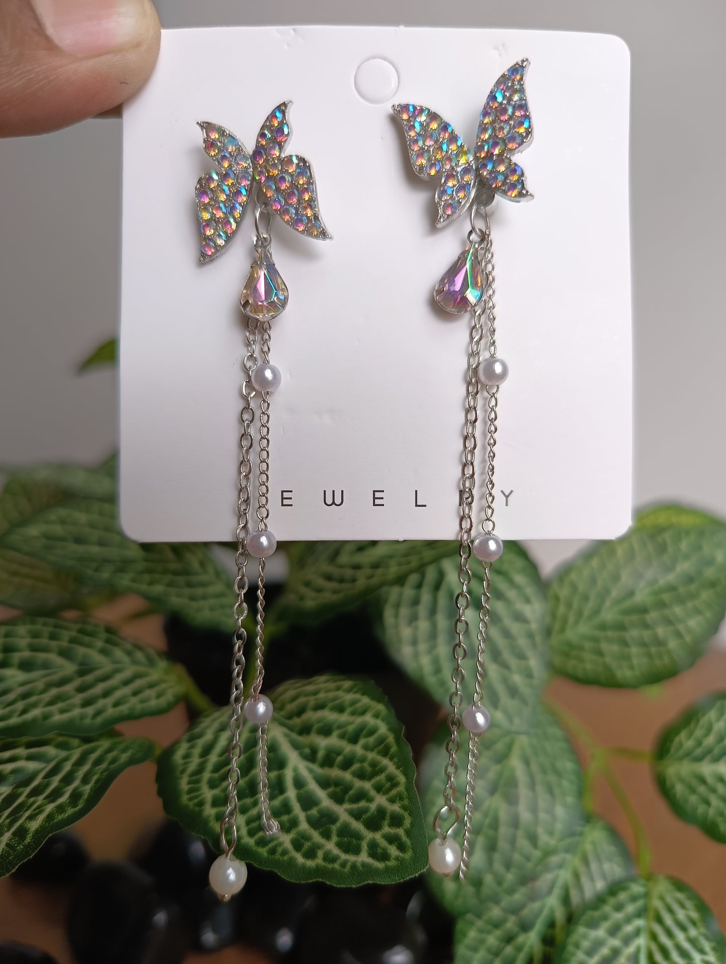 Silver Butterfly Korean Earrings