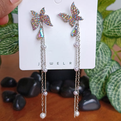 Silver Butterfly Korean Earrings