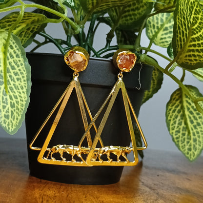 Orange Druzy Dangler Earring