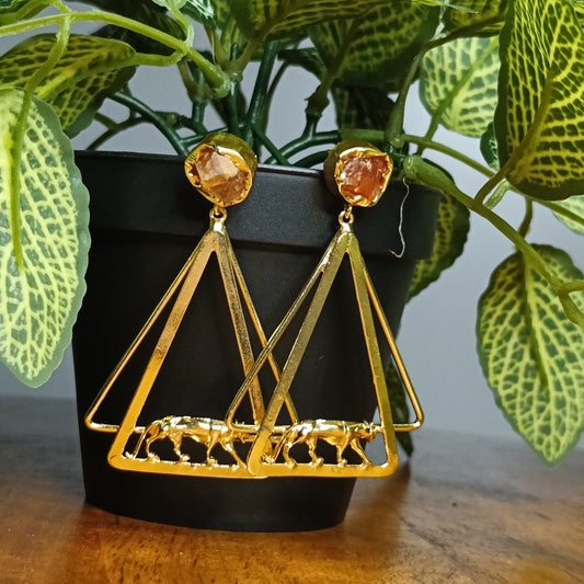 Orange Druzy Dangler Earring