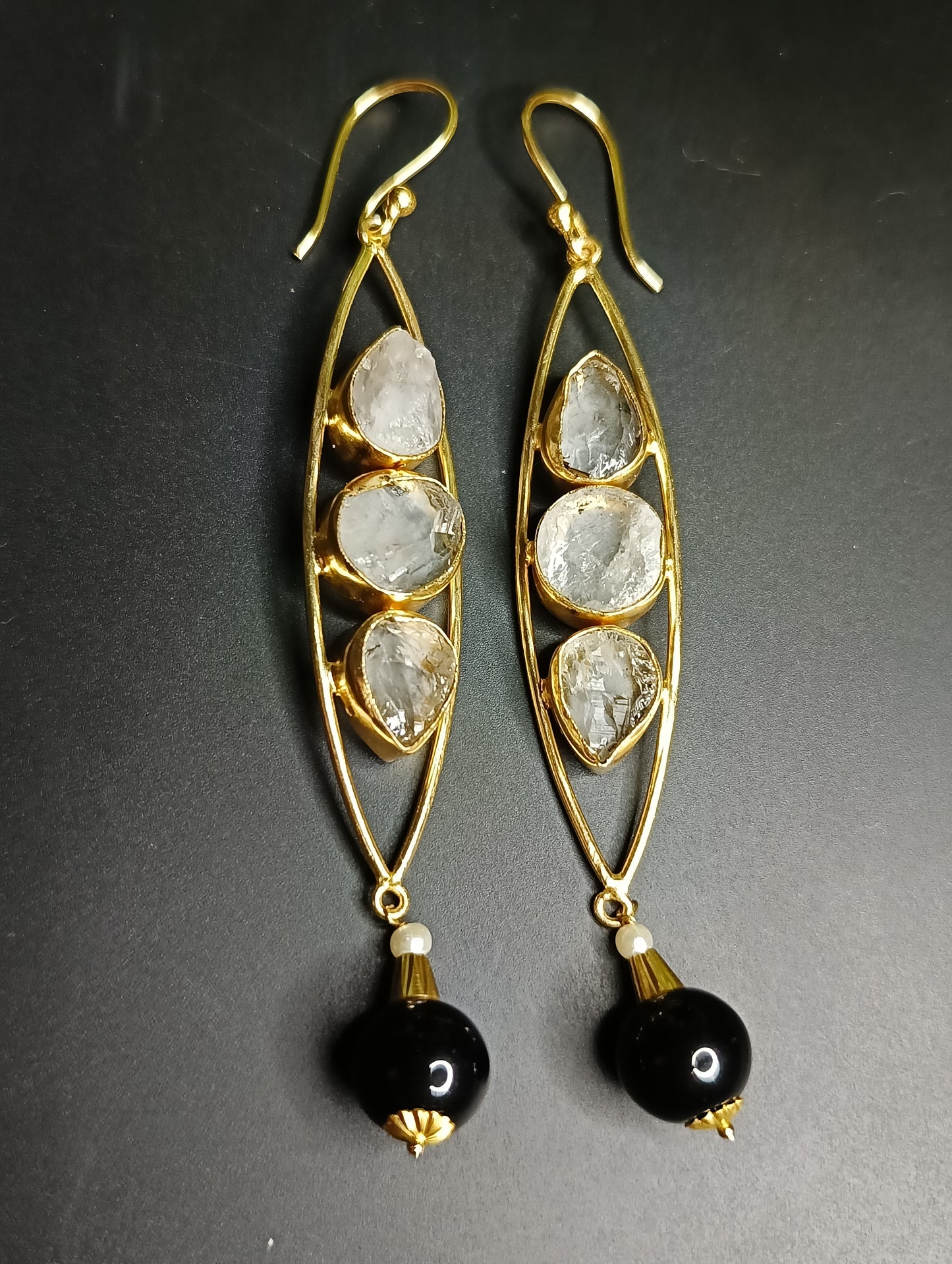 Golden Druzy Drop Earrings