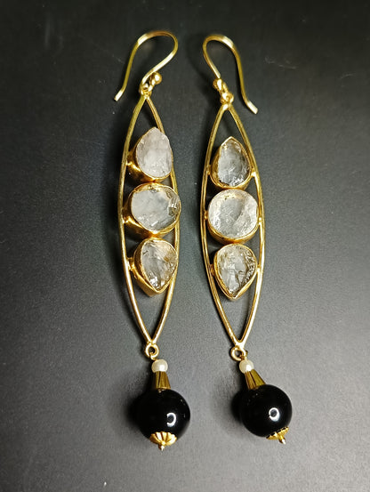 Golden Druzy Drop Earrings