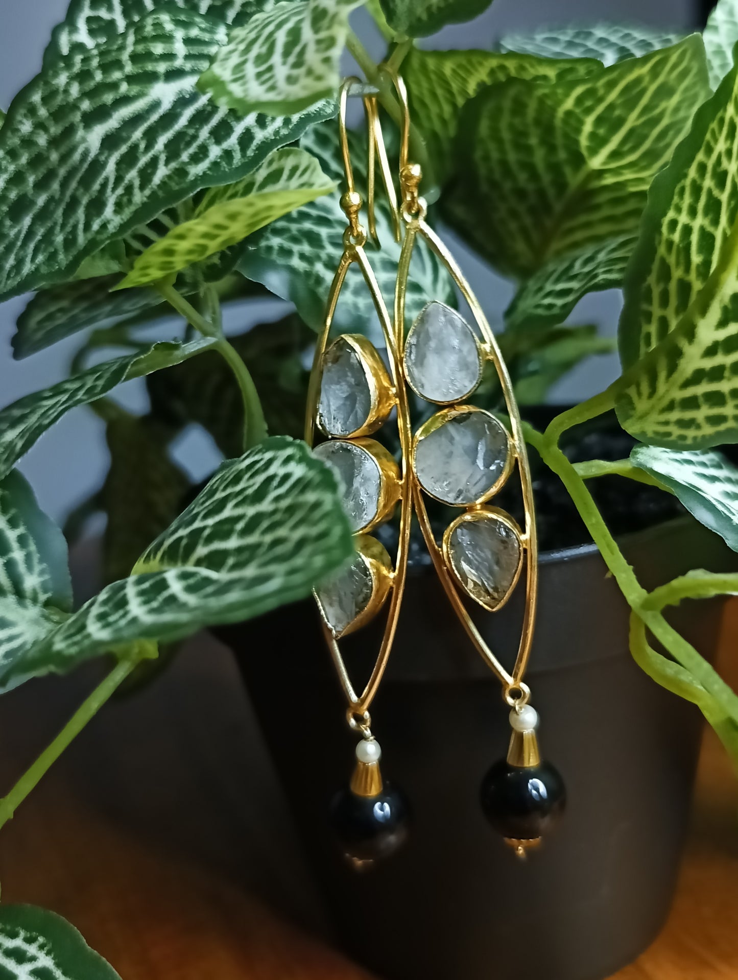 Golden Druzy Drop Earrings