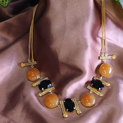 Amber and Onyx Elegance Necklace