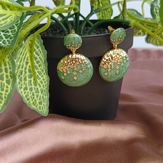 Trendy Korean Green Dangler Earrings