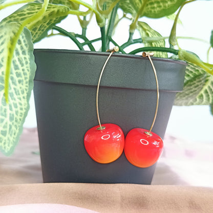 Anti Tarnish Korean Cherry Dangler Earrings