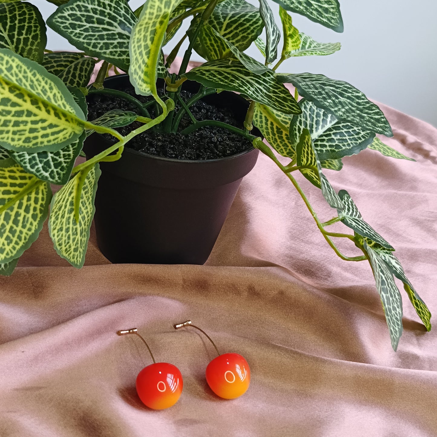 Anti Tarnish Korean Cherry Dangler Earrings