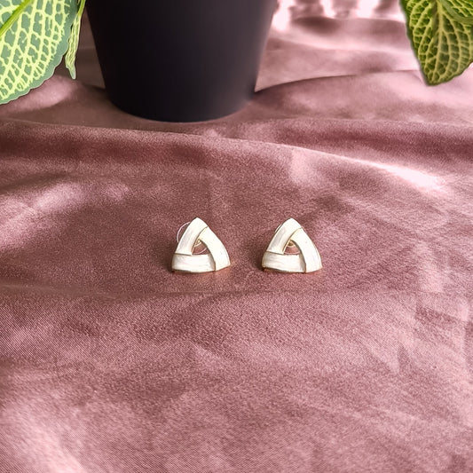 White Geometric Stud Earrings