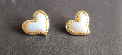 Pearl Heart Stud Earrings