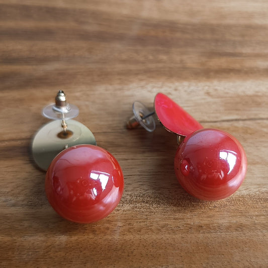 Red Pearl Drop Earrings