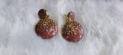 Trendy Korean Maroon Dangler Earrings