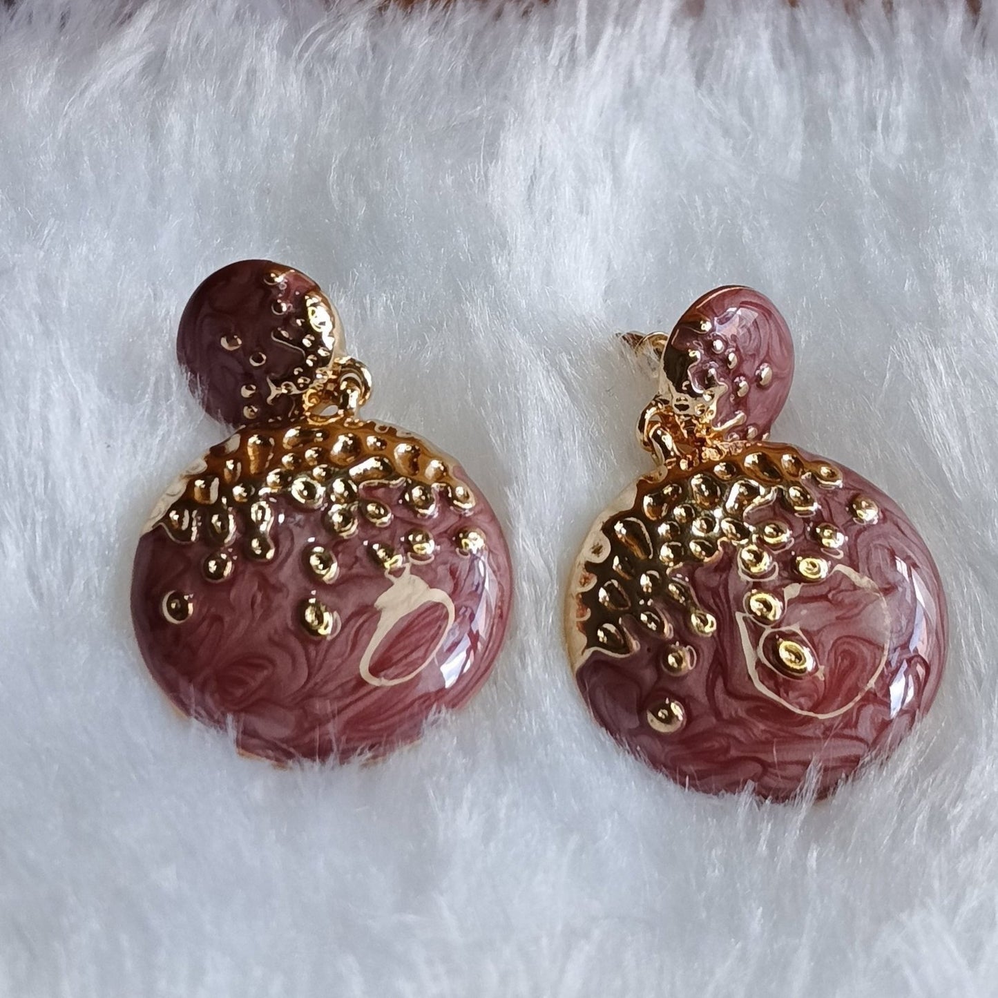 Trendy Korean Maroon Dangler Earrings