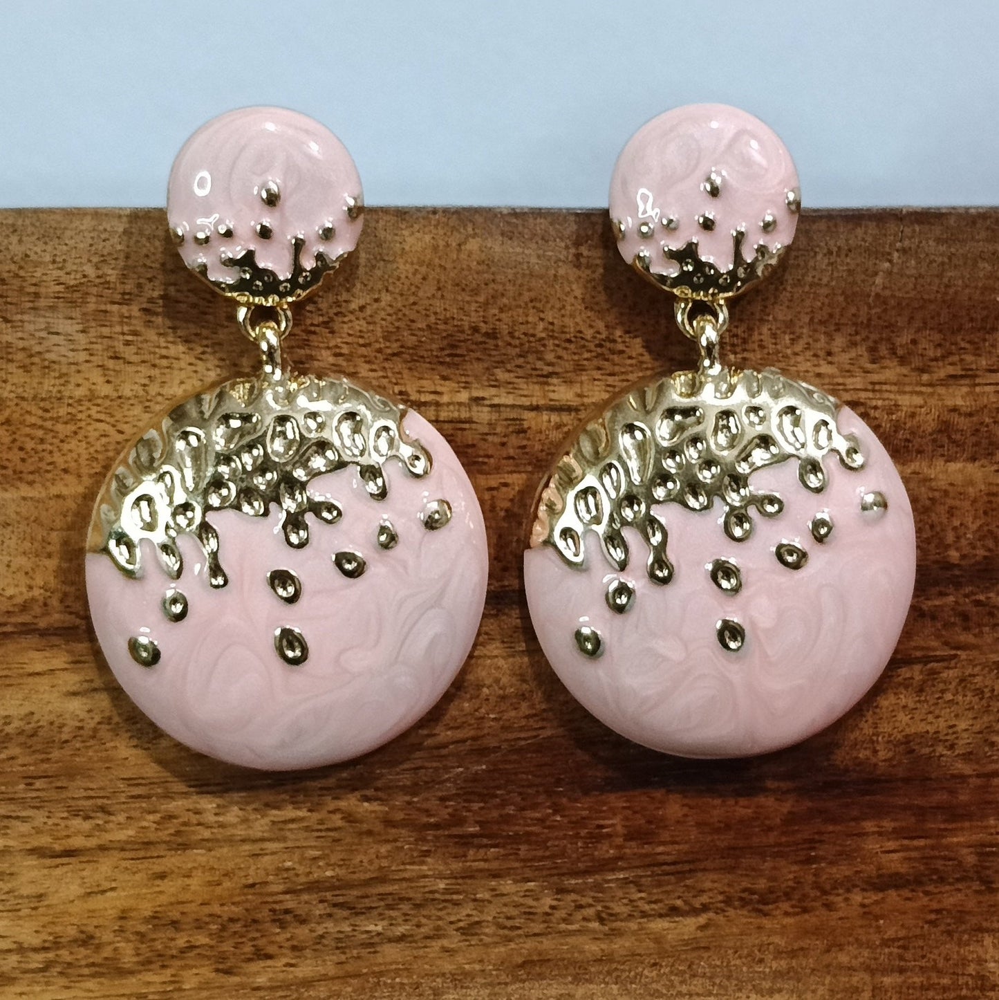 Trendy Korean Coral Dangler Earrings