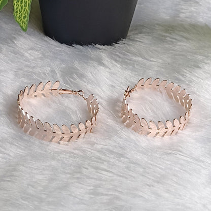 Rose Gold Vine Hoop Earrings