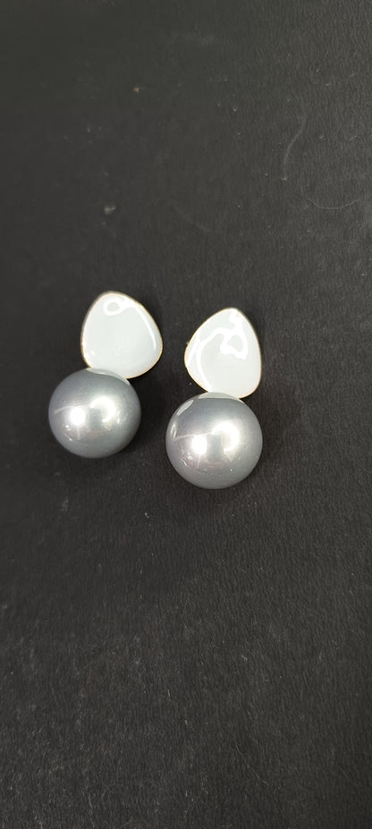 Anjie Grey Pearl Drop Earrings