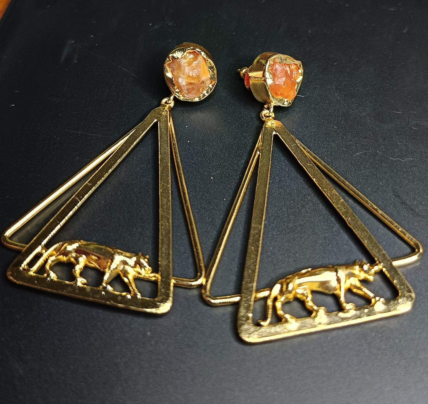 Orange Druzy Dangler Earring