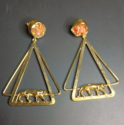 Orange Druzy Dangler Earring