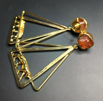 Orange Druzy Dangler Earring