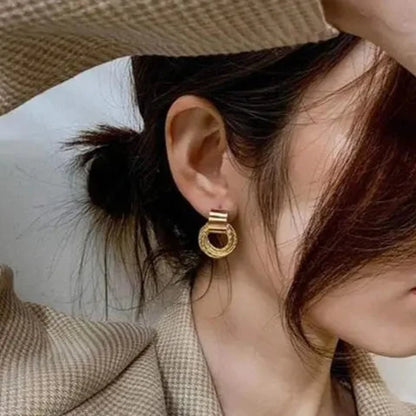 Korean Layered ring stud earrings