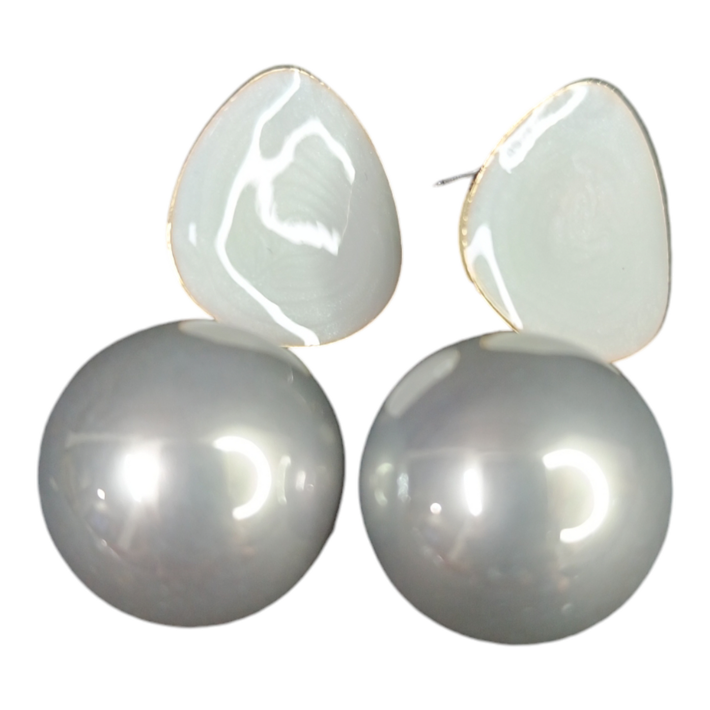 Anjie Grey Pearl Drop Earrings