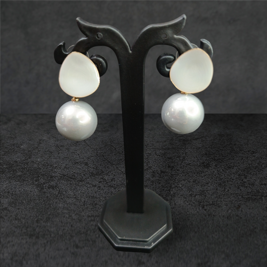 Anjie Grey Pearl Drop Earrings