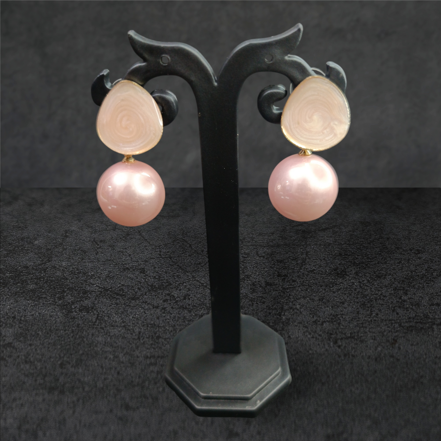 Anjie Peach Pearl Drop Earrings