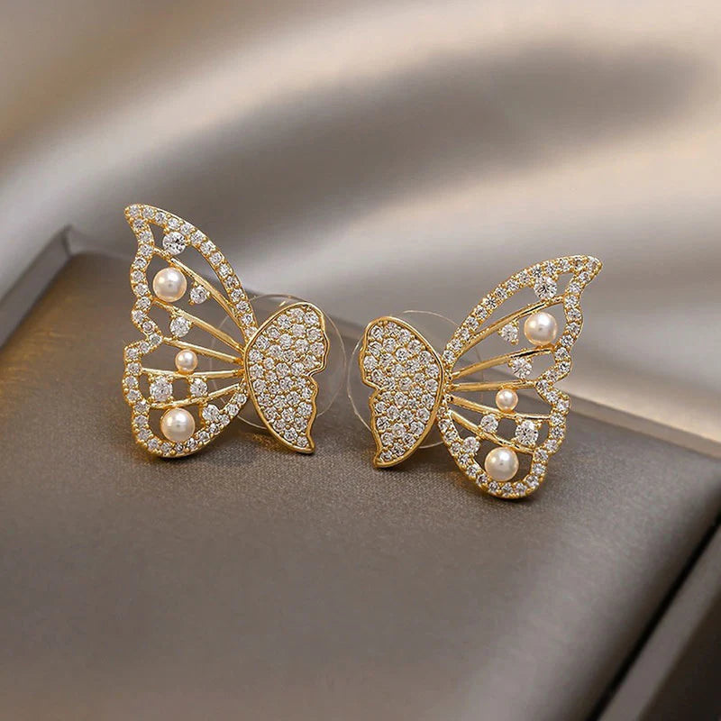 Double Sided Butterfly Stud Korean Earrings