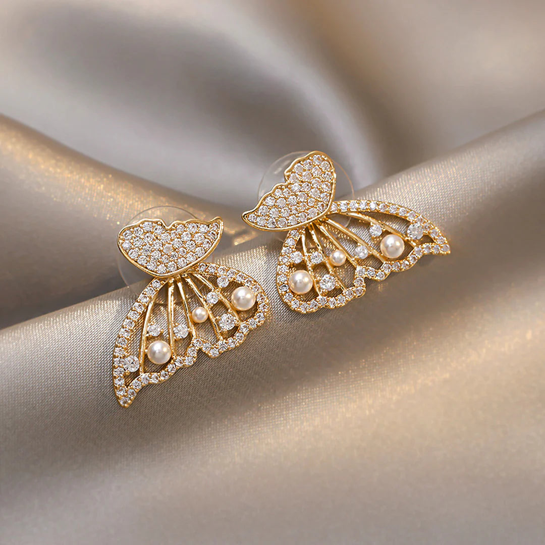 Double Sided Butterfly Stud Korean Earrings