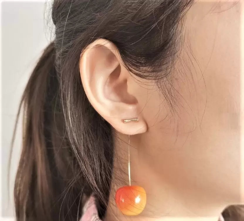 Anti Tarnish Korean Cherry Dangler Earrings