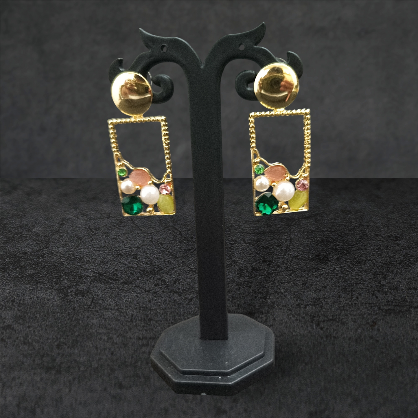 Amory Green Stone Dangle Earrings