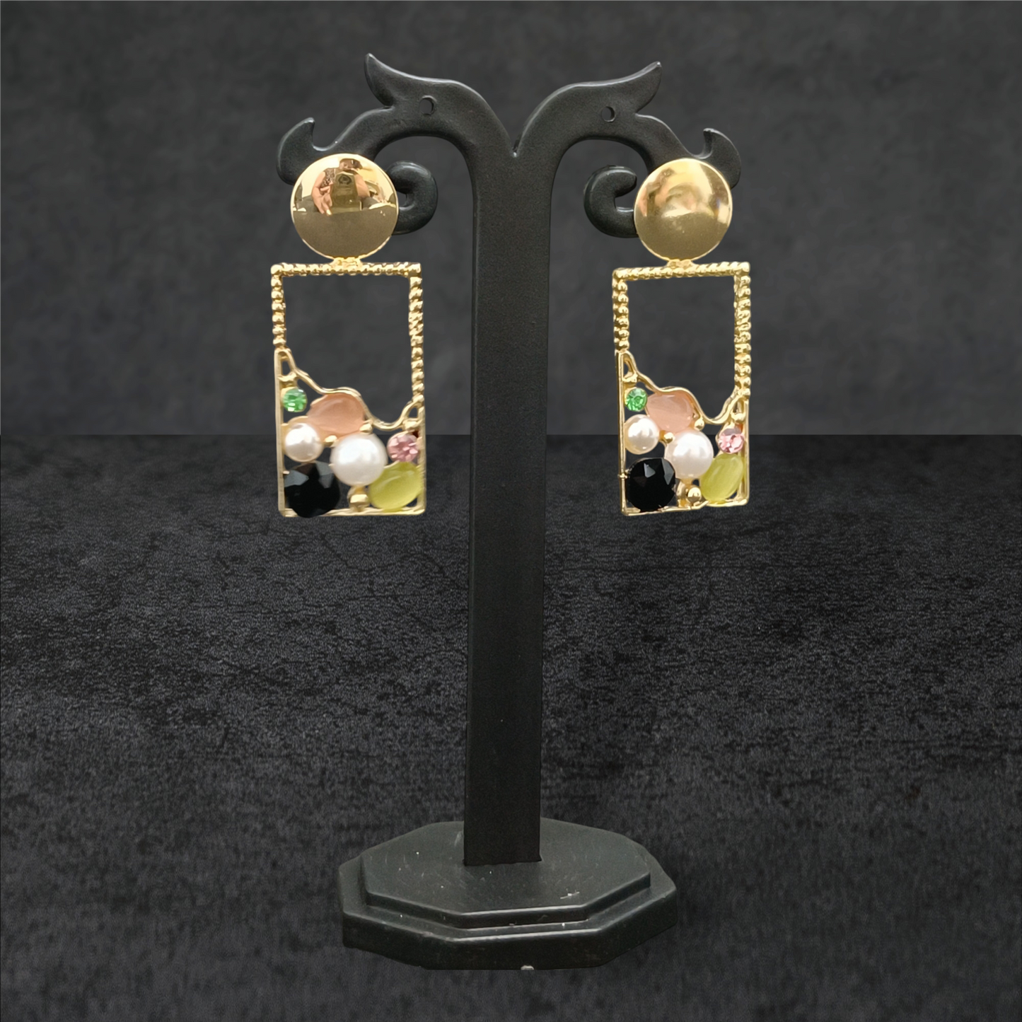 Amory Black Stone Dangle Earrings